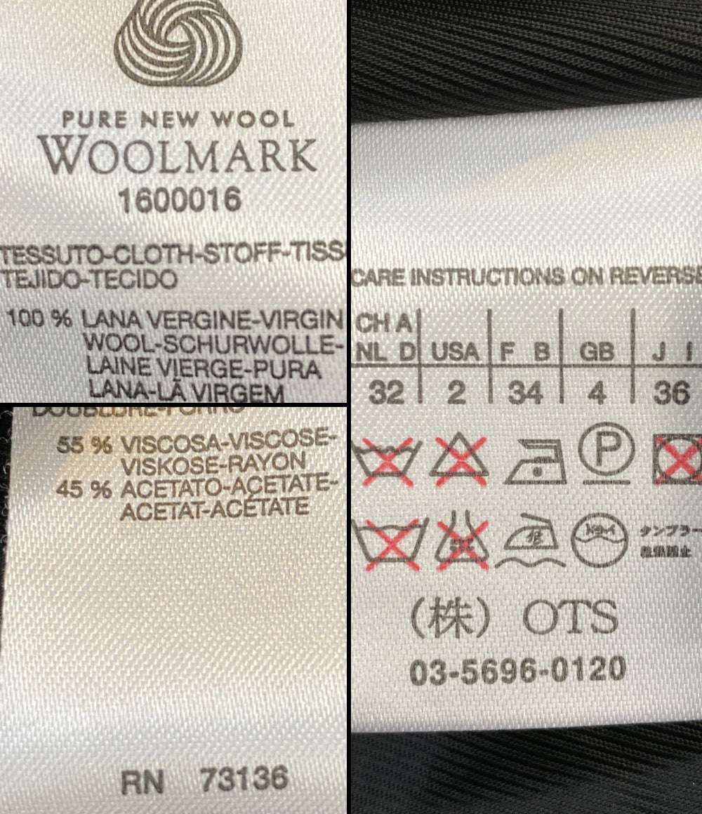 マックスマーラ コート ブラック ウール ビスコース ファー レディース SIZE 36 MAX MARA