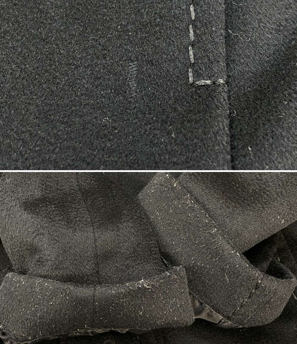 マックスマーラ コート ブラック ウール ビスコース ファー レディース SIZE 36 MAX MARA