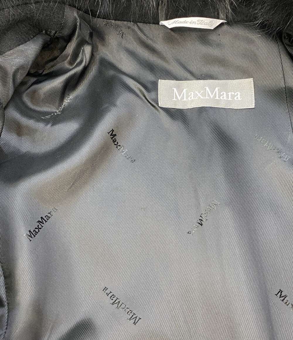 マックスマーラ コート ブラック ウール ビスコース ファー レディース SIZE 36 MAX MARA