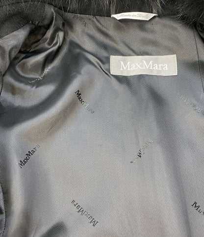 マックスマーラ コート ブラック ウール ビスコース ファー レディース SIZE 36 MAX MARA