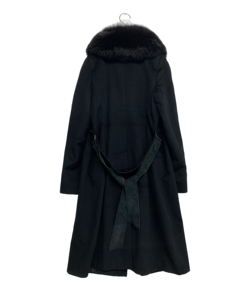 マックスマーラ コート ブラック ウール ビスコース ファー レディース SIZE 36 MAX MARA