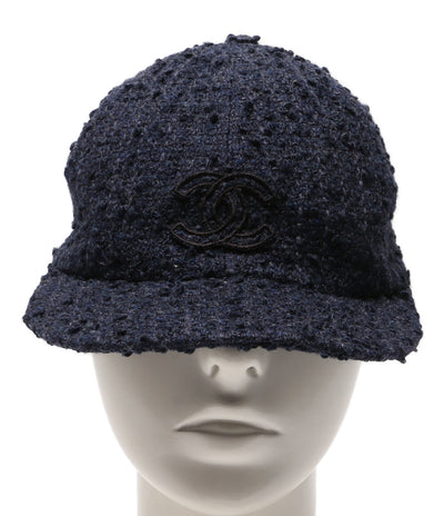 CHANEL キャップ ネイビー ツイード ココマーク 22AW レディース SIZE M シャネル