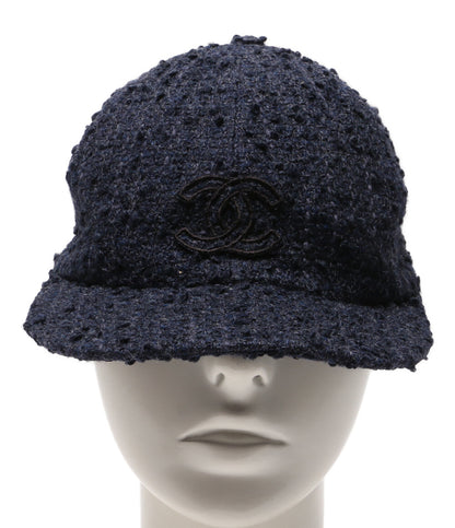 CHANEL キャップ ネイビー ツイード ココマーク 22AW レディース SIZE M シャネル