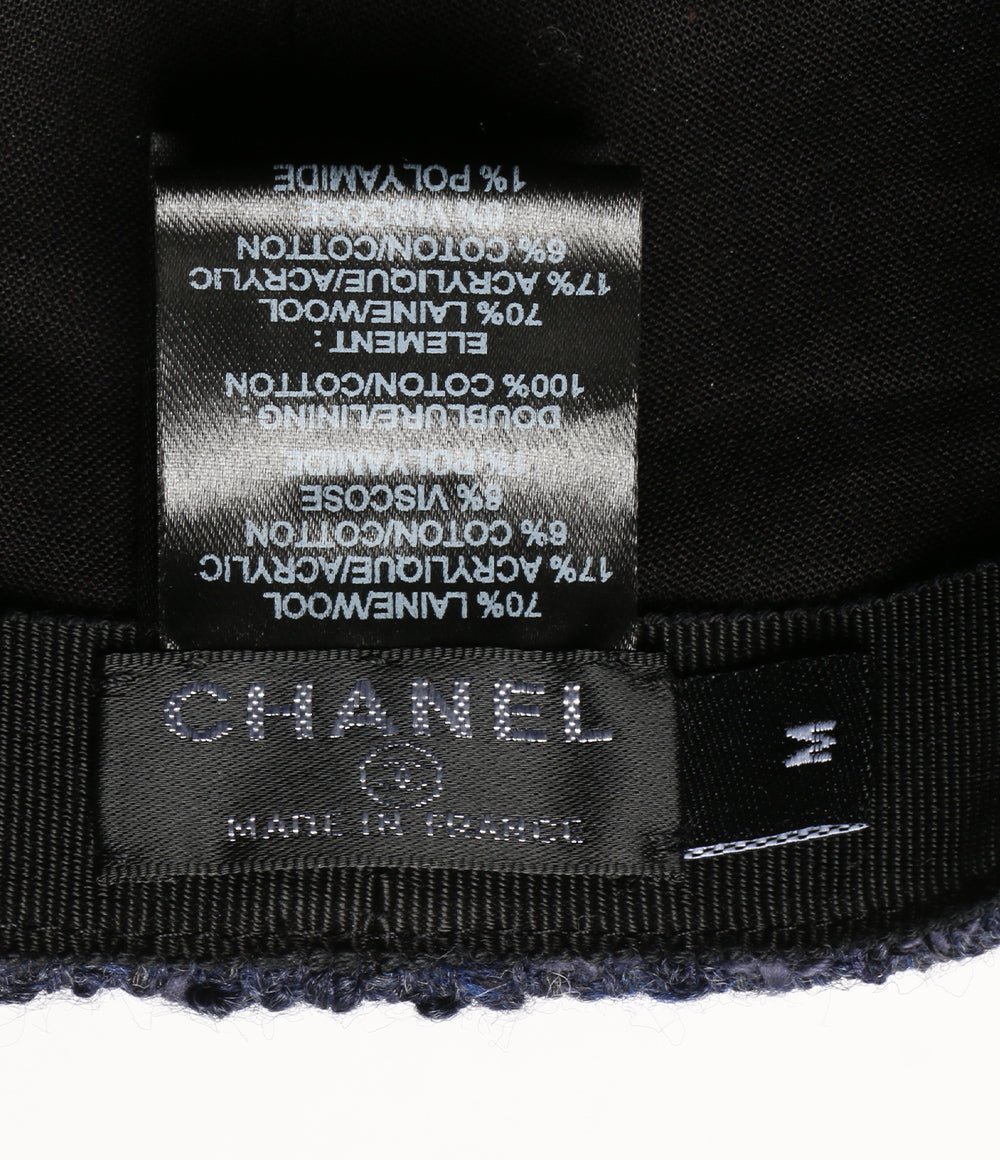 CHANEL キャップ ネイビー ツイード ココマーク 22AW レディース SIZE
