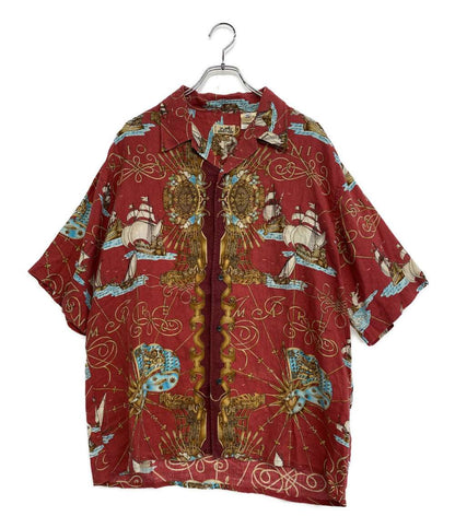 エルメス 半袖シャツ ヴィンテージ オープンカラー 船 麻100 メンズ SIZE 40 HERMES