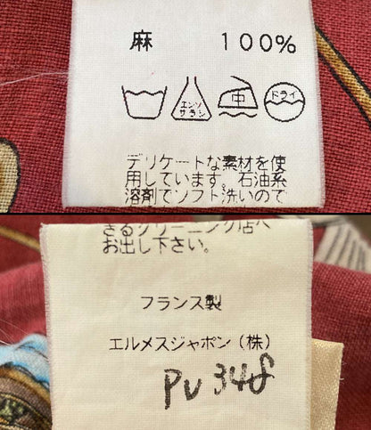 エルメス 半袖シャツ ヴィンテージ オープンカラー 船 麻100 メンズ SIZE 40 HERMES