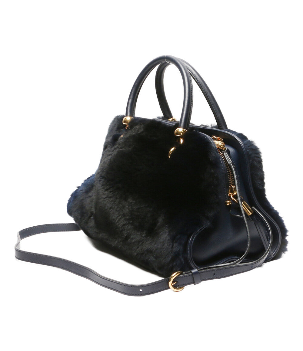 TOD'S ショルダーバッグ ファーバッグ ネイビー レディース トッズ