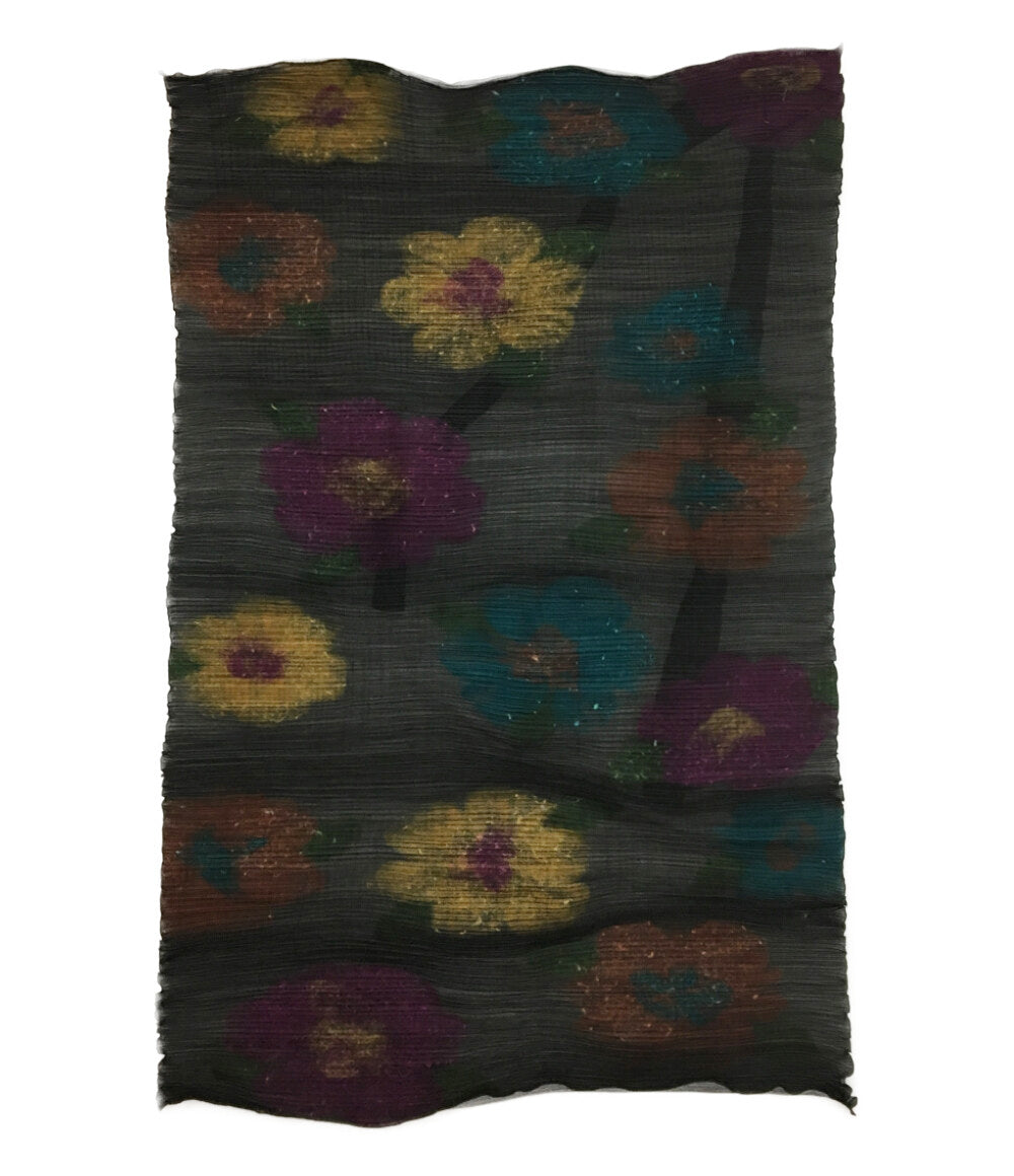 PLEATS PLEASE ストール ブラック 花柄 ウール素材 PP34-AD331 レディース プリーツプリーズ