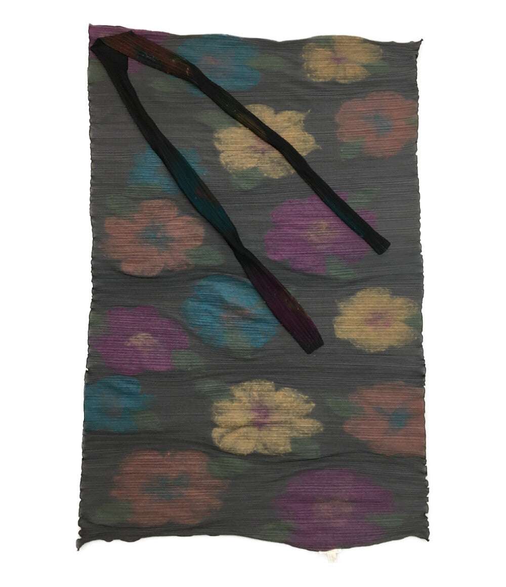 PLEATS PLEASE ストール ブラック 花柄 ウール素材 PP34-AD331 レディース プリーツプリーズ