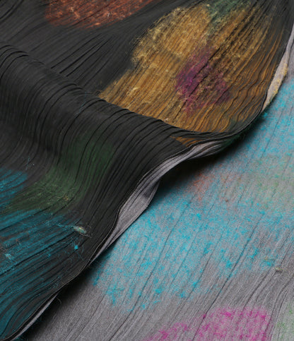 PLEATS PLEASE ストール ブラック 花柄 ウール素材 PP34-AD331 レディース プリーツプリーズ