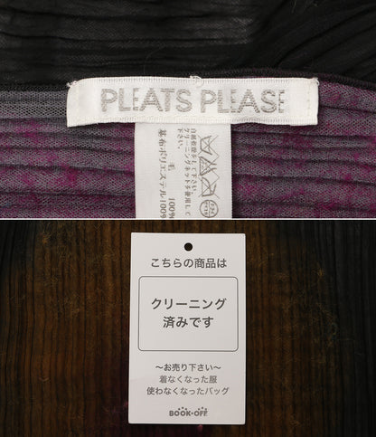 PLEATS PLEASE ストール ブラック 花柄 ウール素材 PP34-AD331 レディース プリーツプリーズ