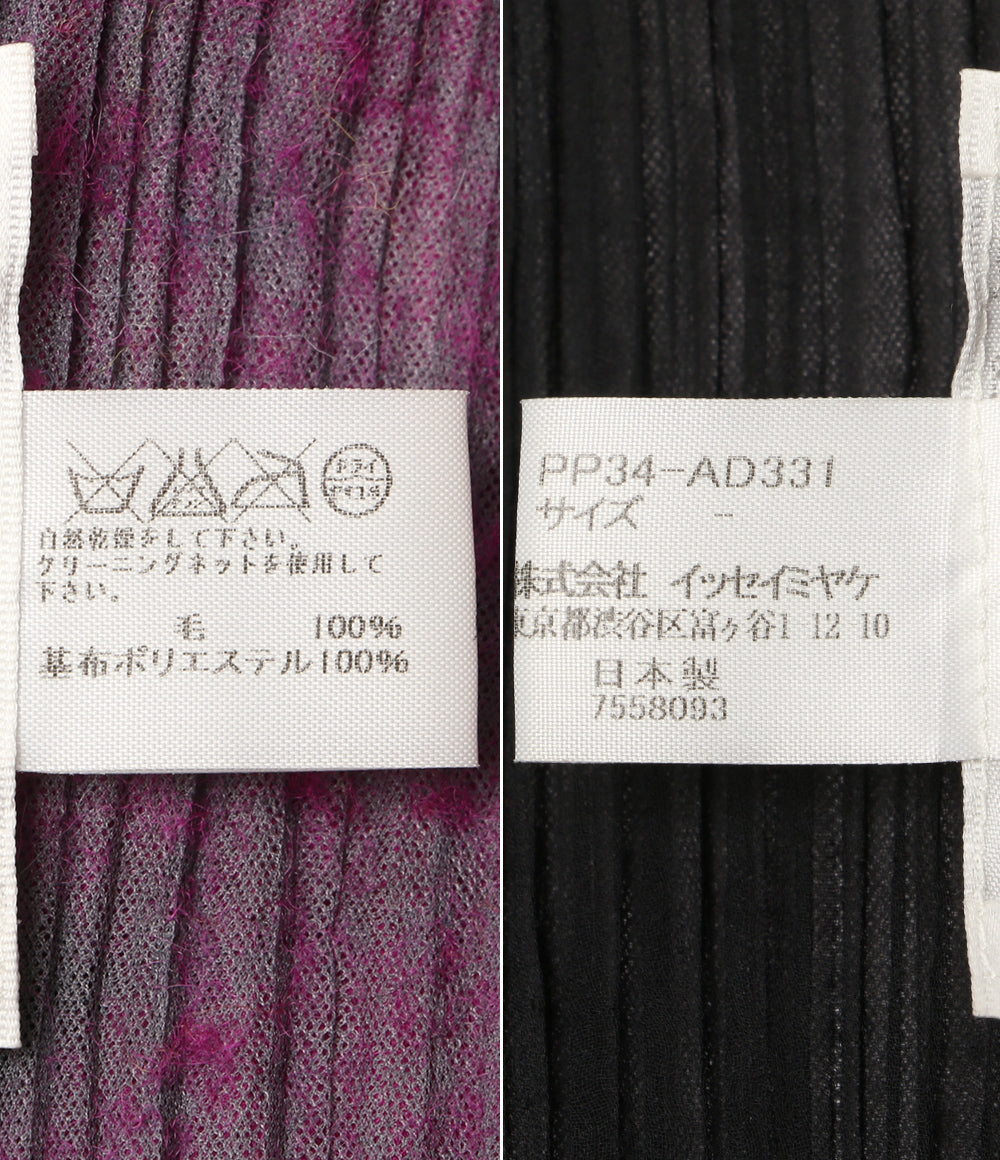 PLEATS PLEASE ストール ブラック 花柄 ウール素材 PP34-AD331 レディース プリーツプリーズ