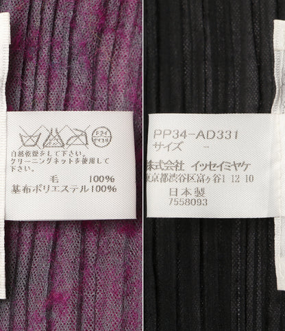 PLEATS PLEASE ストール ブラック 花柄 ウール素材 PP34-AD331 レディース プリーツプリーズ