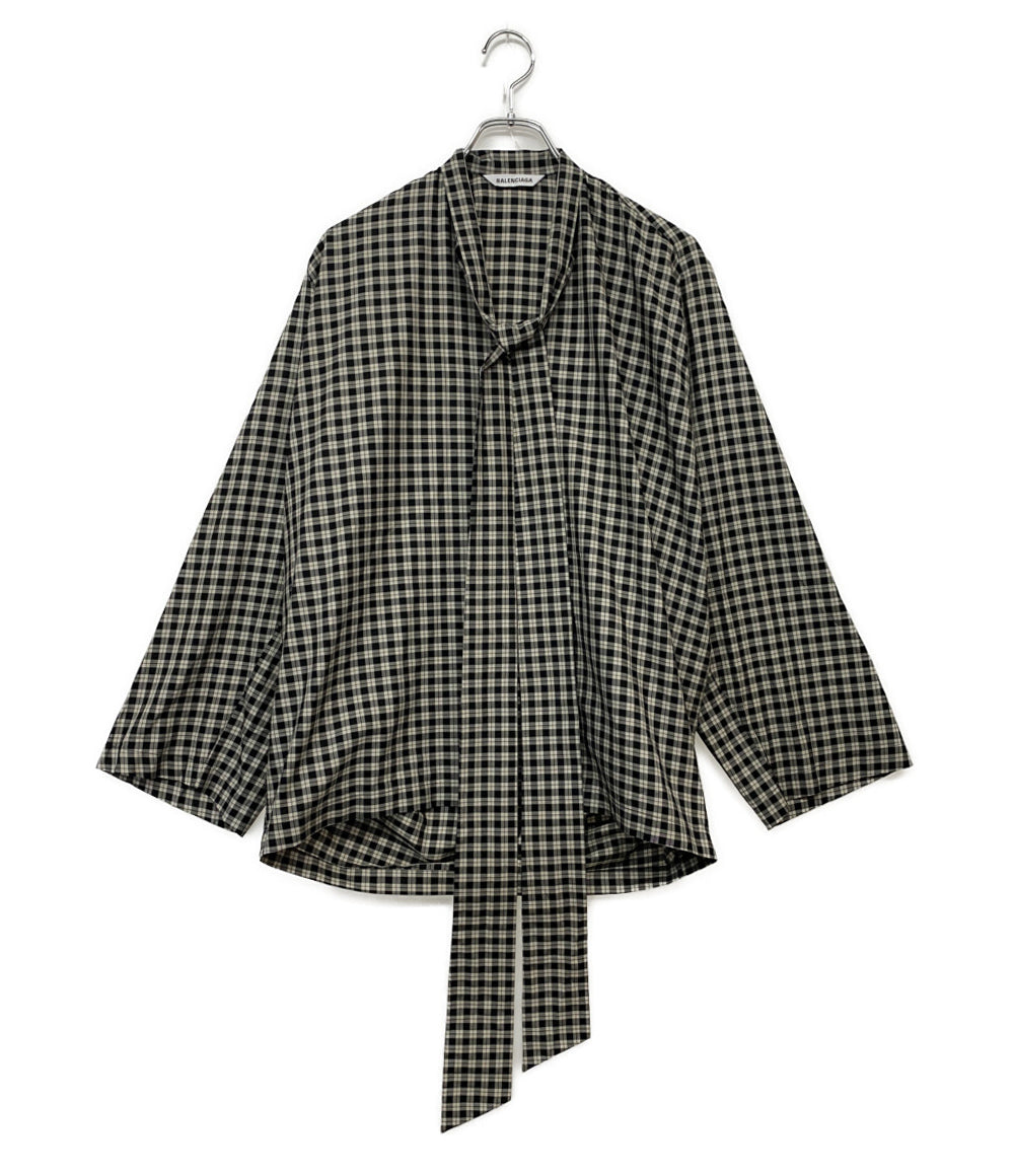 バレンシアガ ボウタイチェックシャツ 642288 レディース SIZE 32 BALENCIAGA