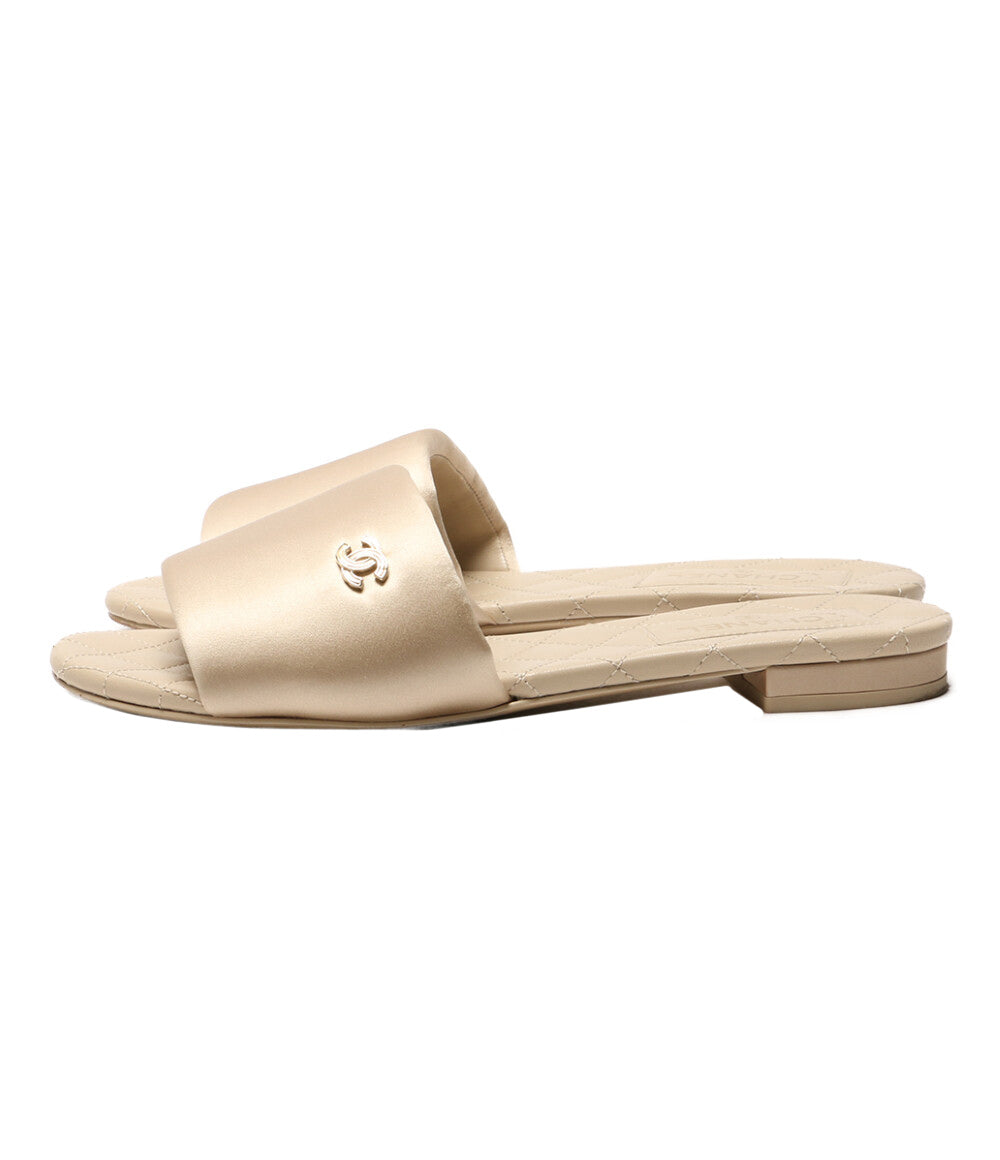 CHANEL サンダル サテン ベージュ 22SS レディース SIZE 37 シャネル