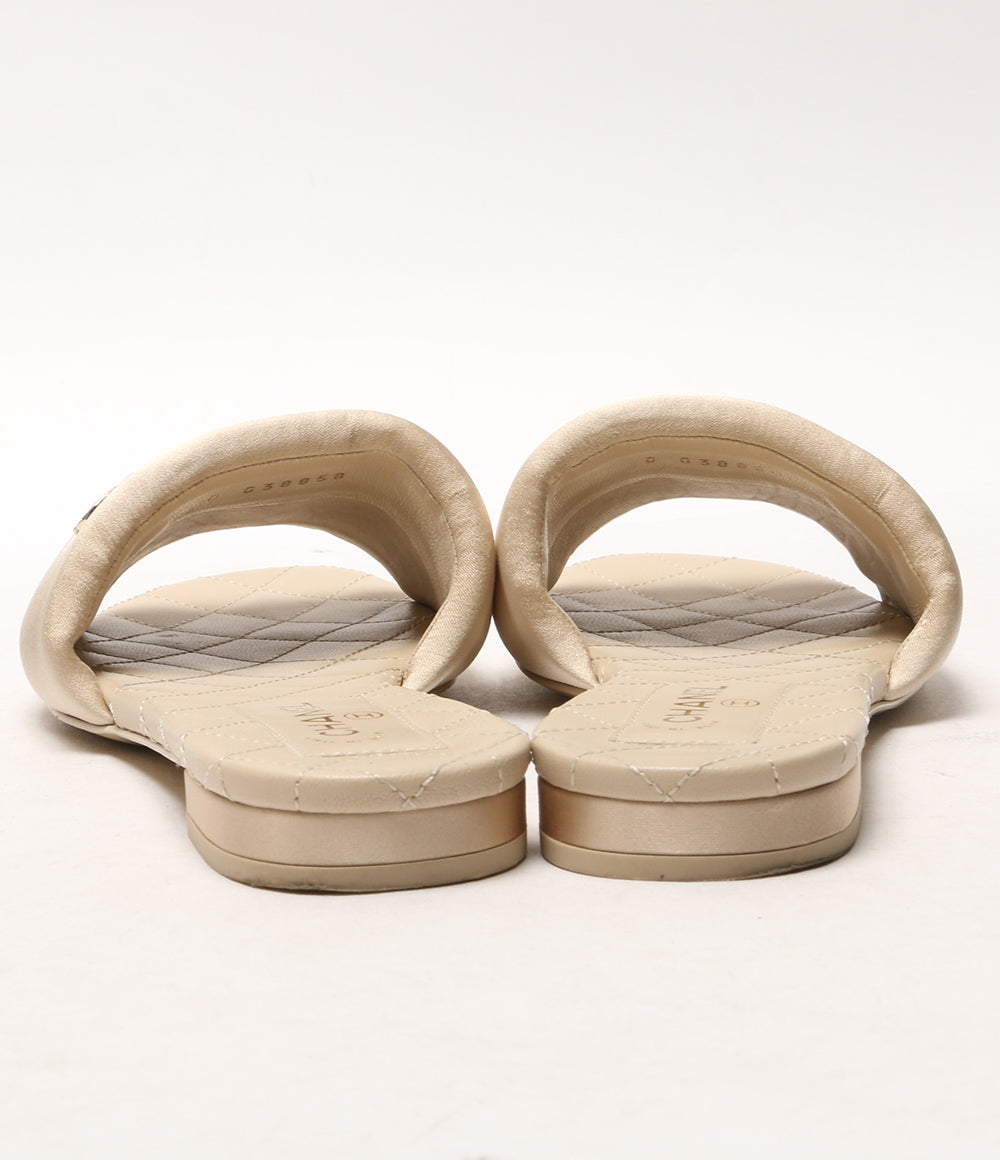 CHANEL サンダル サテン ベージュ 22SS レディース SIZE 37 シャネル