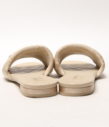 CHANEL サンダル サテン ベージュ 22SS レディース SIZE 37 シャネル