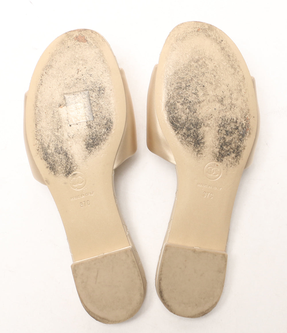 CHANEL サンダル サテン ベージュ 22SS レディース SIZE 37 シャネル
