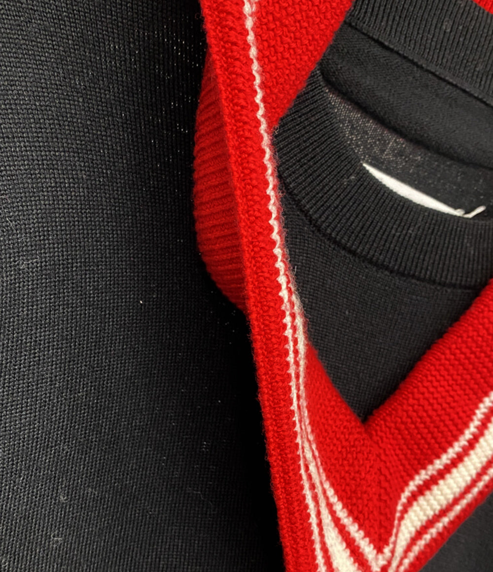 メゾンマルジェラ チルデンニット ブラック レッド メンズ SIZE M Maison Margiela