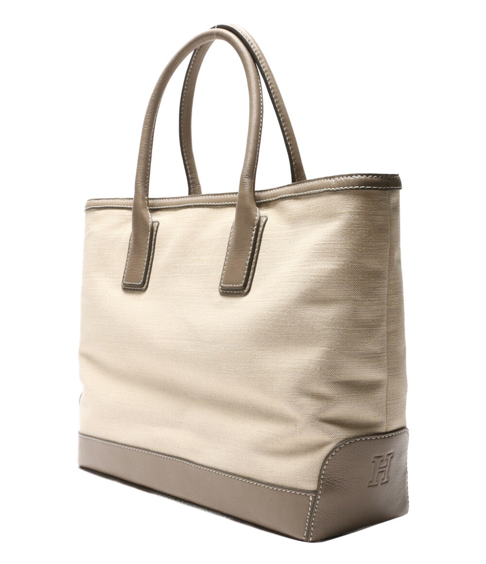 ヒロフ 美品 トートバッグ キャンバス レザー レディース HIROFU