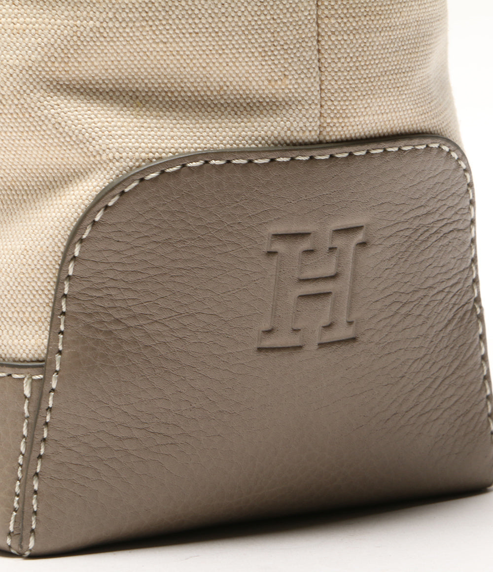 ヒロフ 美品 トートバッグ キャンバス レザー レディース HIROFU