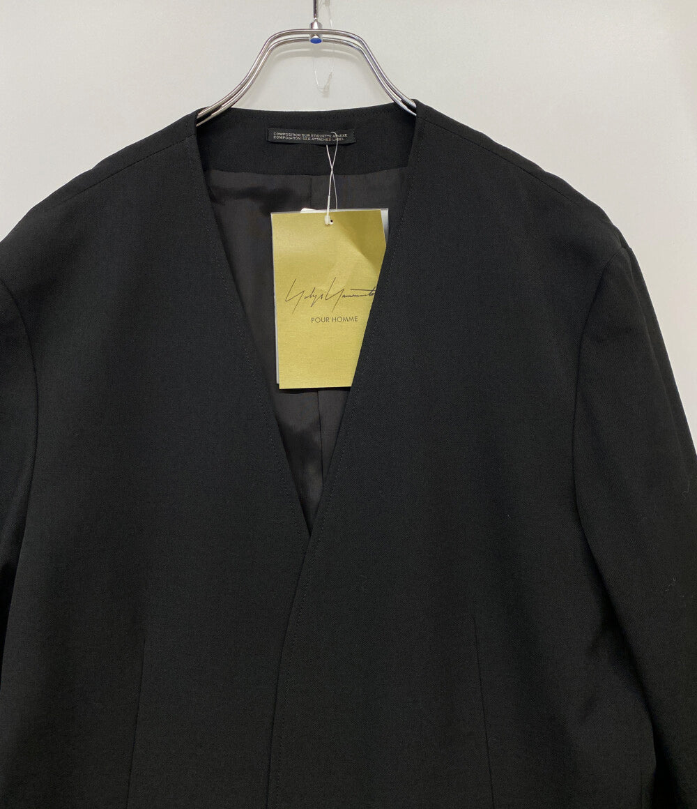 ヨウジヤマモトプールオム 美品 ジャケット WOOL GABARDINE COLLARLESS JACKET 2025AW メンズ SIZE 2 YOHJI YAMAMOTO POUR HOMME