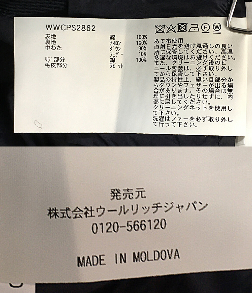ウールリッチ ダウンコート ネイビー ラビットファー付き WWCPS2862 レディース SIZE XS WOOLRICH