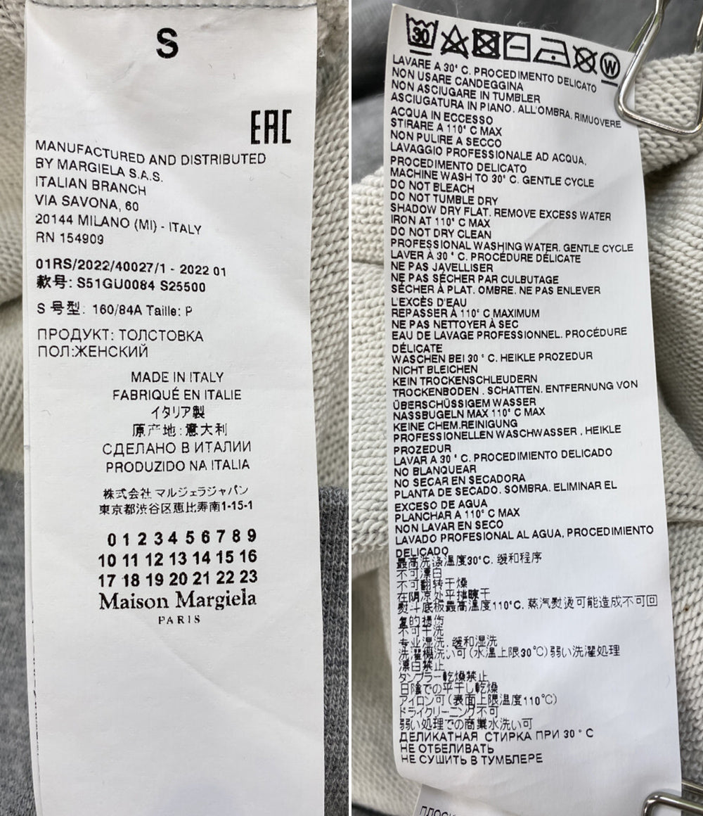 Maison Margiela スウェットシャツ ライトグレー 丸首 M刺繍ロゴ レディース SIZE S メゾンマルジェラ