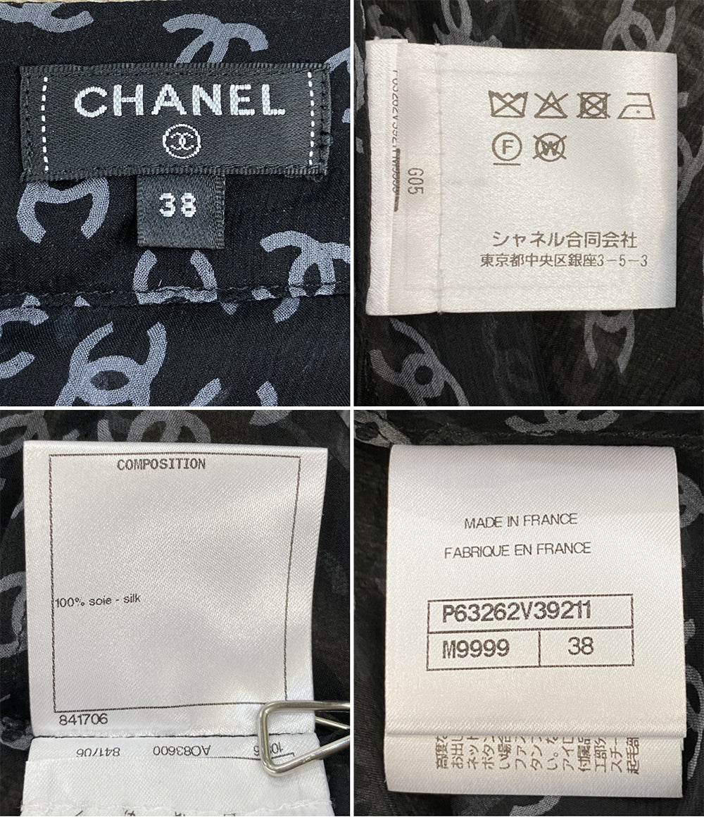 美品 CHANEL シルクワンピース ココマーク 20P P63262V39211 レディース SIZE 38 シャネル