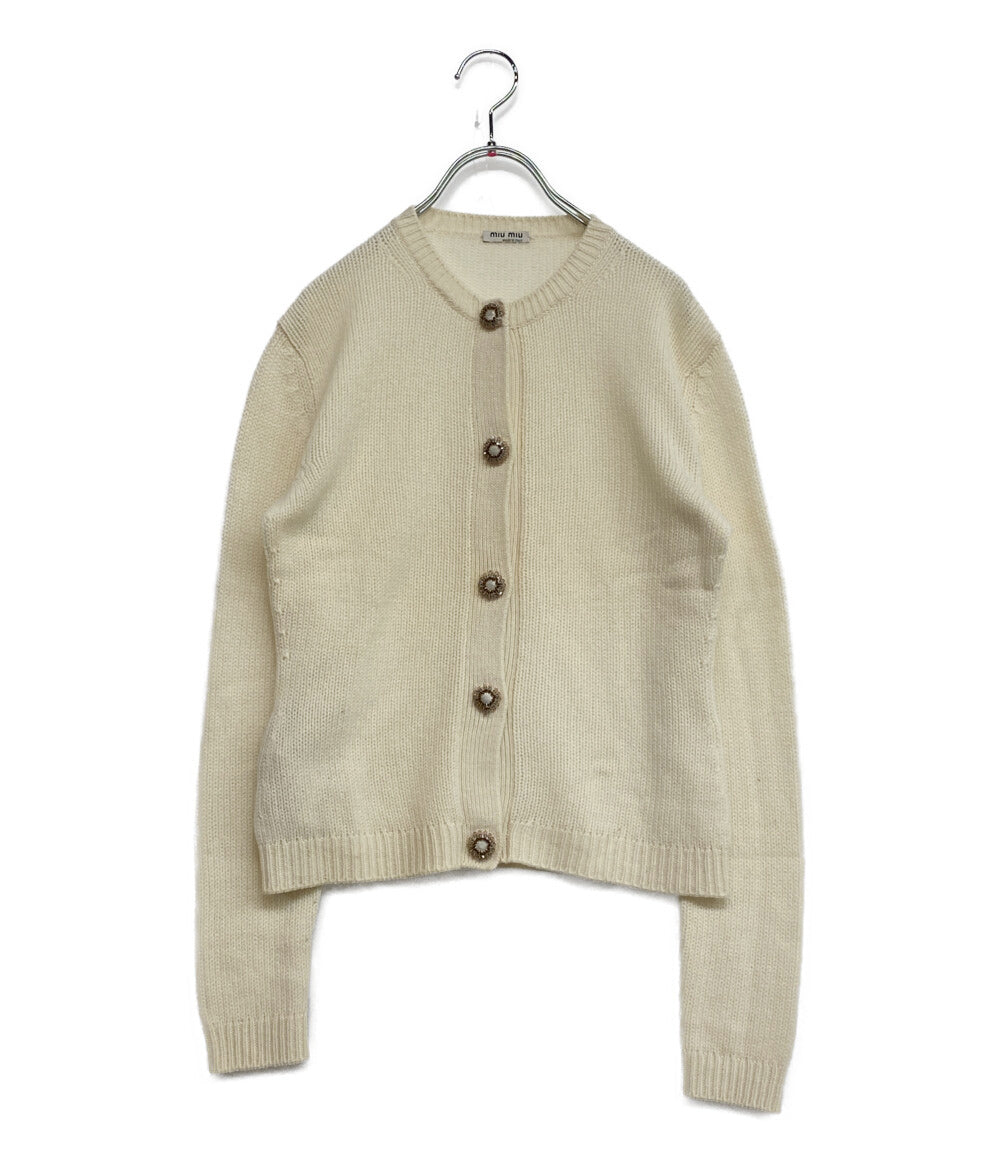 ミュウミュウ カーディガン クリ-ム ビジュー MMC888 レディース SIZE 36 MIU MIU