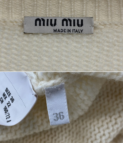 ミュウミュウ カーディガン クリ-ム ビジュー MMC888 レディース SIZE 36 MIU MIU