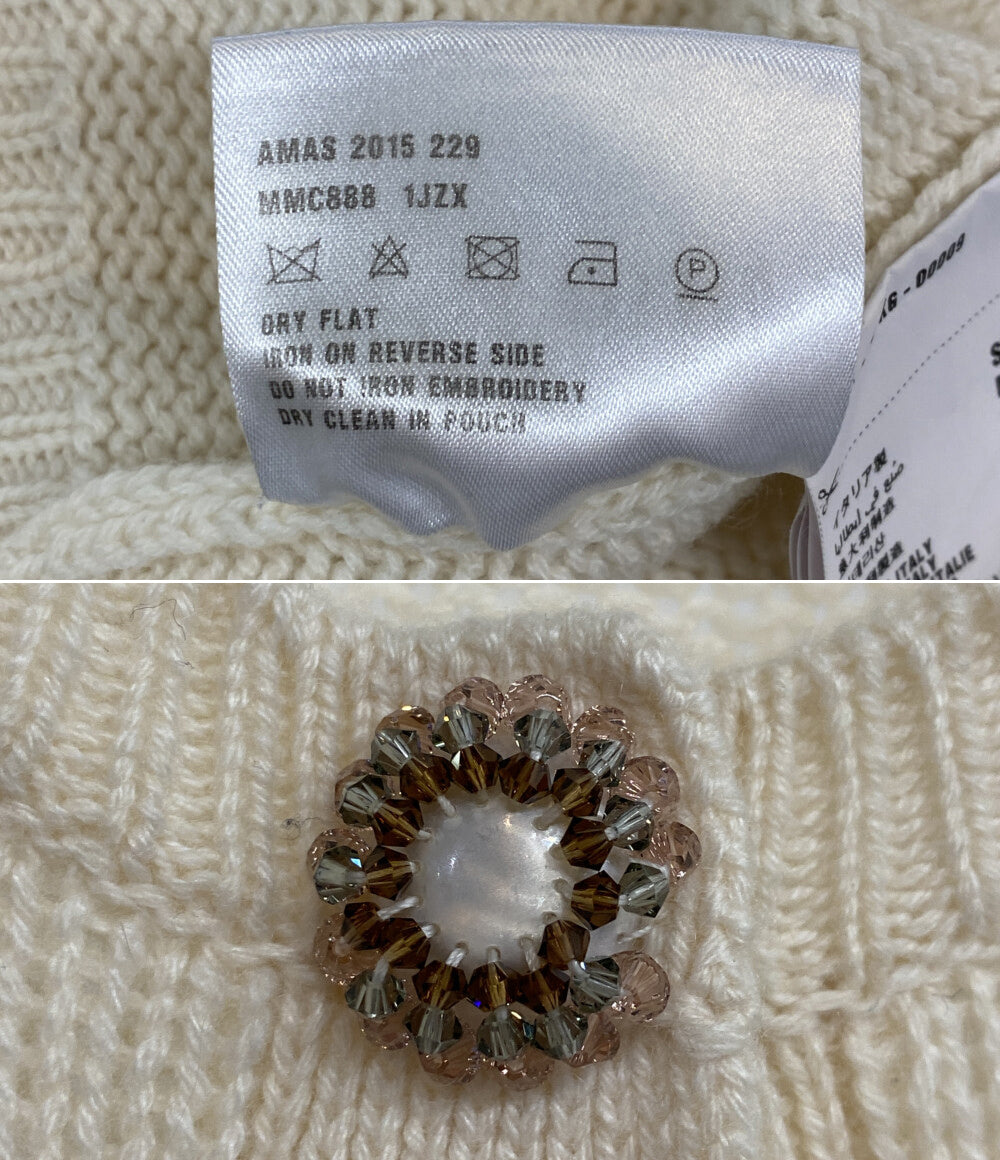 ミュウミュウ カーディガン クリ-ム ビジュー MMC888 レディース SIZE 36 MIU MIU