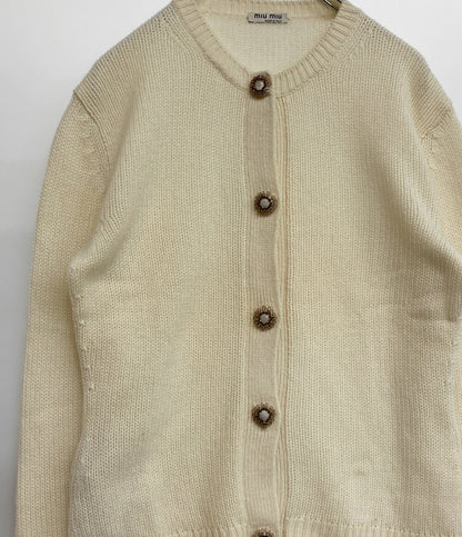 ミュウミュウ カーディガン クリ-ム ビジュー MMC888 レディース SIZE 36 MIU MIU