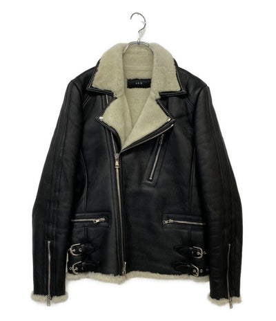AKM レザージャケット B2007 MTN001 ブラック メンズ SIZE L エイケイエム