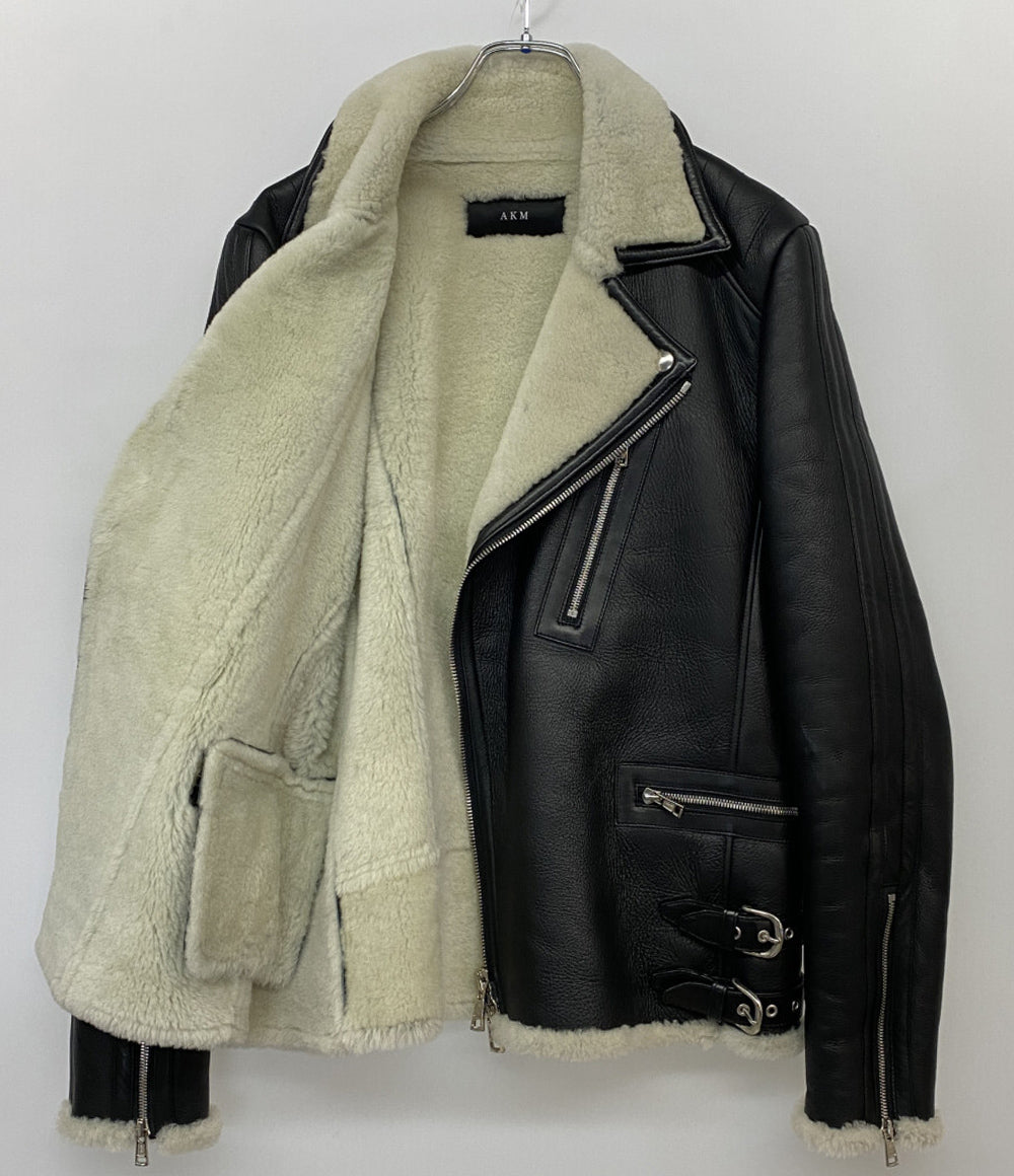 AKM レザージャケット B2007 MTN001 ブラック メンズ SIZE L エイケイエム