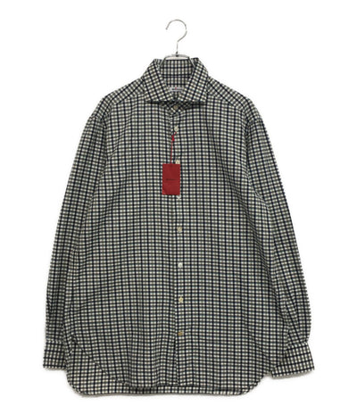 美品 kiton 長袖フランネルシャツ ギンガムチェック メンズ SIZE 42 キートン