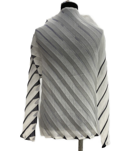 me ISSEY MIYAKE 長袖シャツ プリーツカットソー ストライプ レディース SIZE - ミー イッセイミヤケ