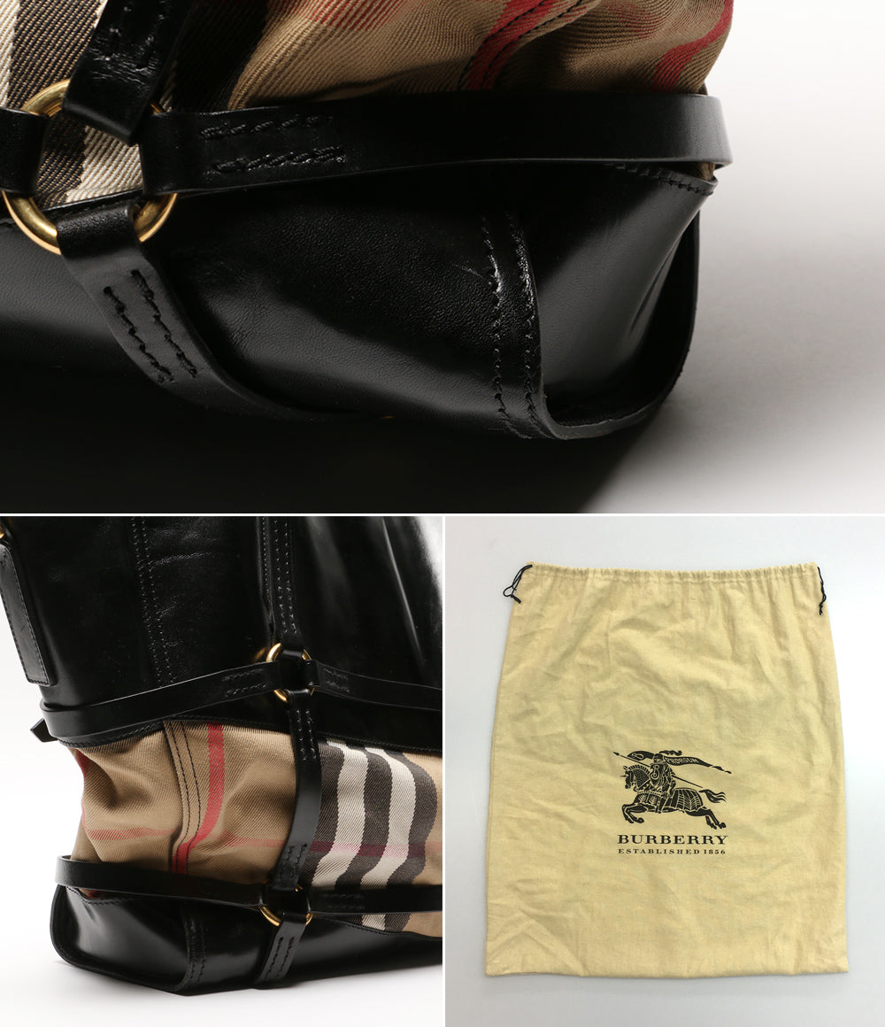 BURBERRY ノヴァチェック レザートートバッグ メンズ バーバリー