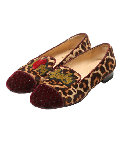 Christian Louboutin ローファー オペラシューズ ハラコ Drawer別注 レオパード柄 レディース SIZE 37 クリスチャンルブタン