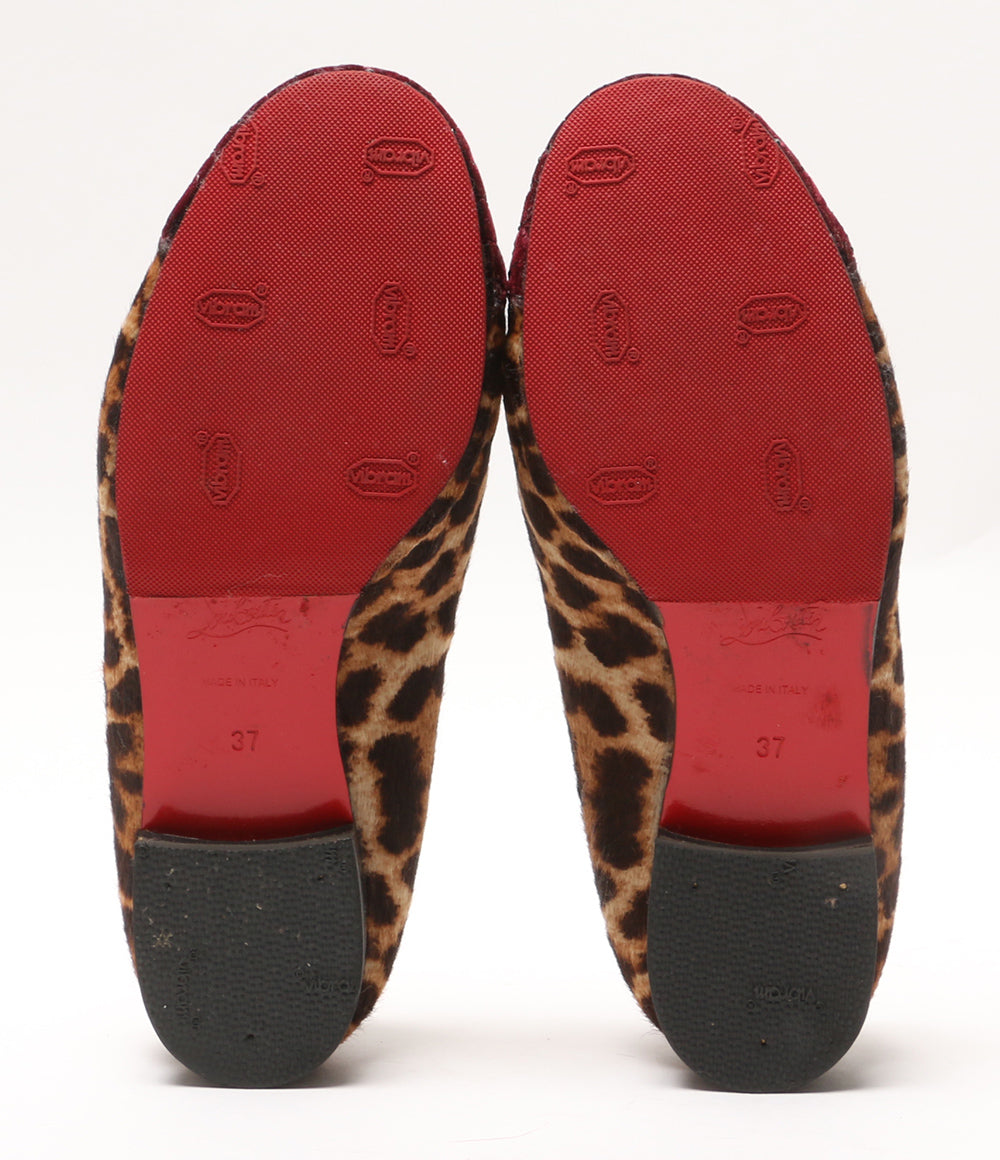 Christian Louboutin ローファー オペラシューズ ハラコ Drawer別注 レオパード柄 レディース SIZE 37 クリスチャンルブタン