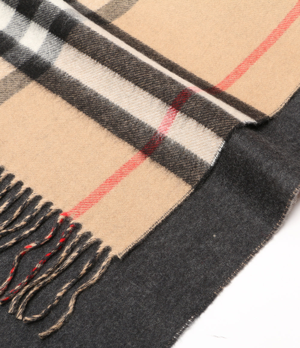 大判ストール　バーバリー　カシミヤ BURBERRY カシミヤストール チェック×グレー レディース バーバリー