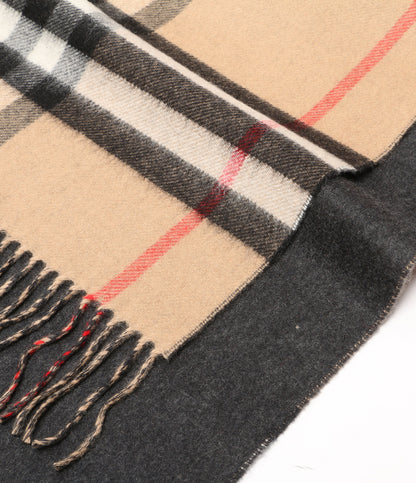 BURBERRY カシミヤストール チェック×グレー レディース バーバリー