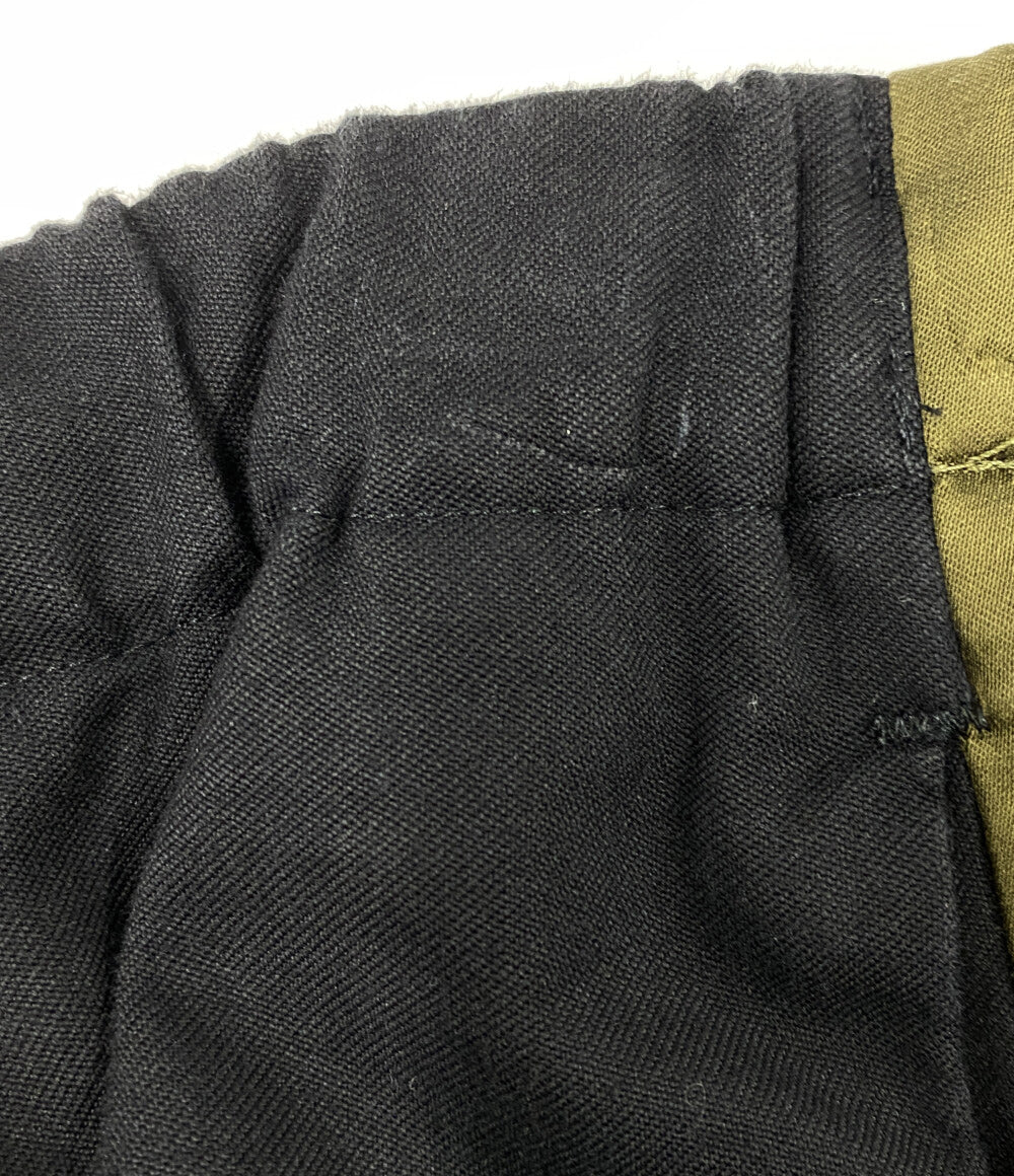 DRIES VAN NOTEN サイドラインパンツ ブラック×カーキ メンズ SIZE 46 ドリスヴァンノッテン