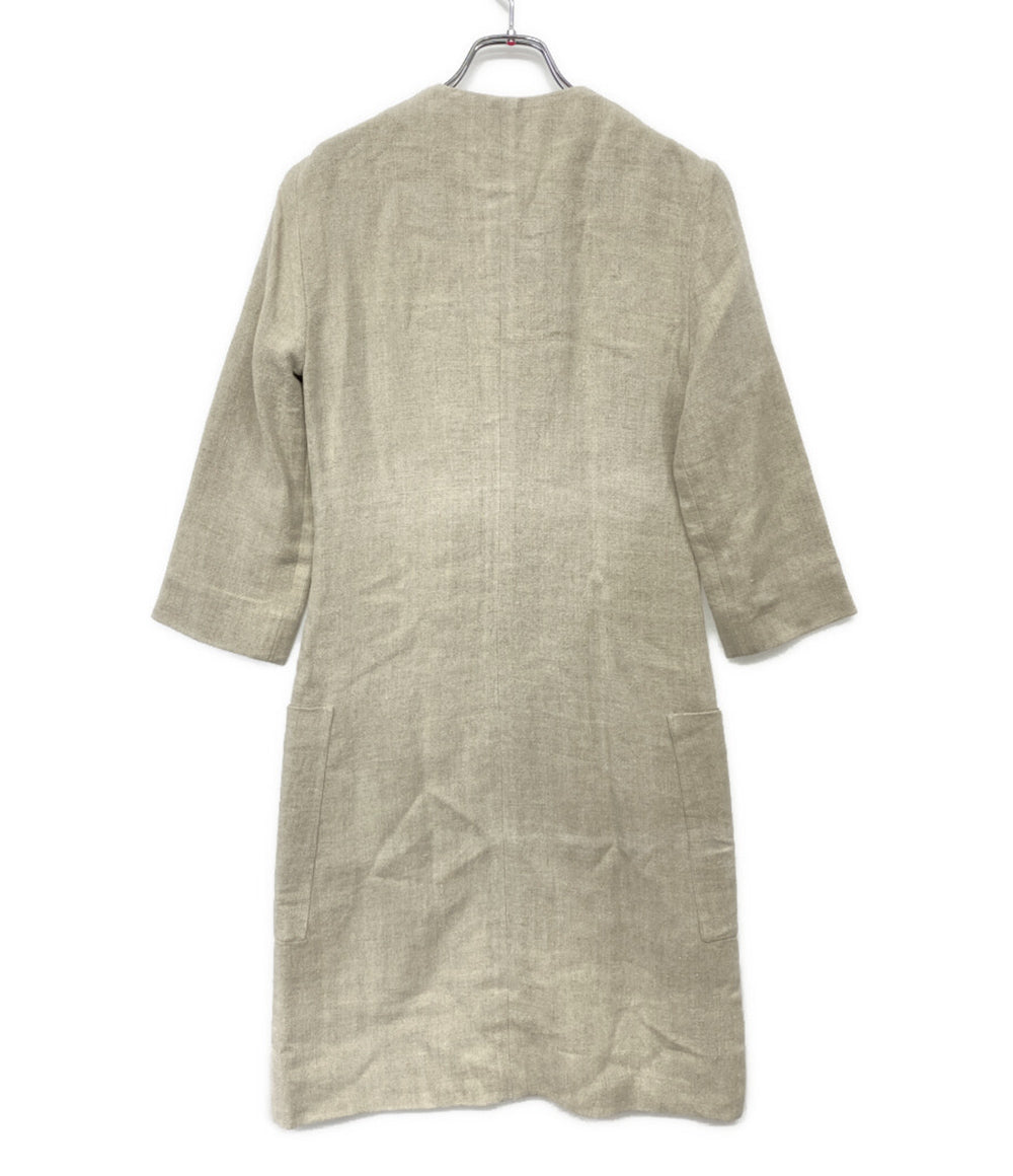CELINE リネン七分袖ワンピース ベージュ 2 6N86 2857 レディース SIZE 34 セリーヌ