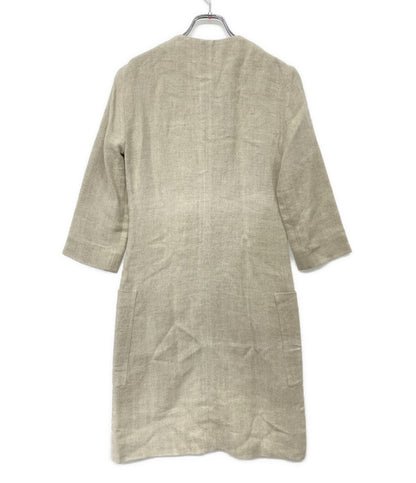 CELINE リネン七分袖ワンピース ベージュ 2 6N86 2857 レディース SIZE 34 セリーヌ