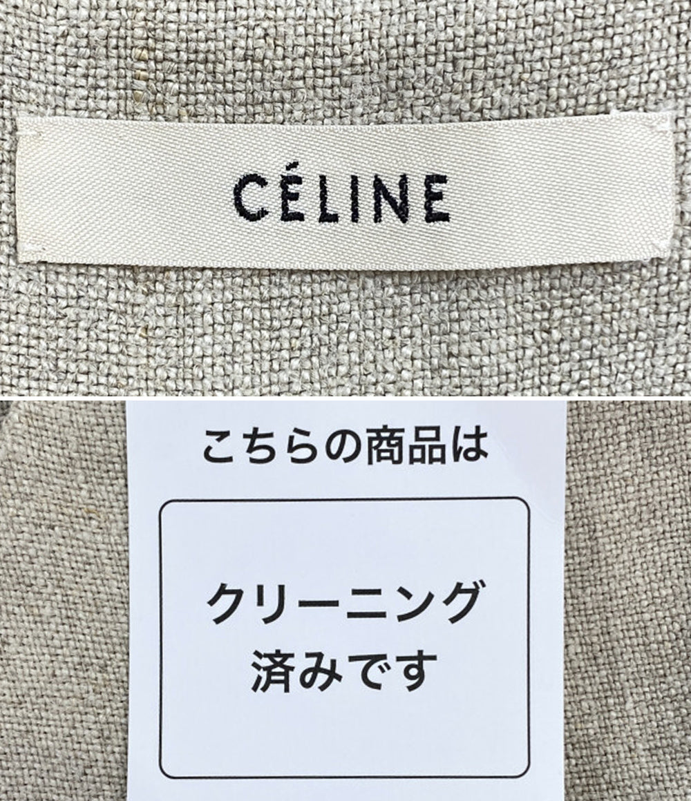 CELINE リネン七分袖ワンピース ベージュ 2 6N86 2857 レディース SIZE 34 セリーヌ