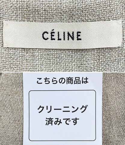 CELINE リネン七分袖ワンピース ベージュ 2 6N86 2857 レディース SIZE 34 セリーヌ