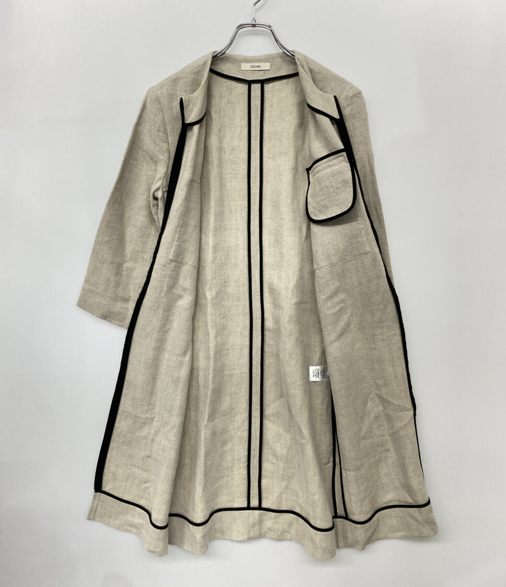 CELINE リネン七分袖ワンピース ベージュ 2 6N86 2857 レディース SIZE 34 セリーヌ