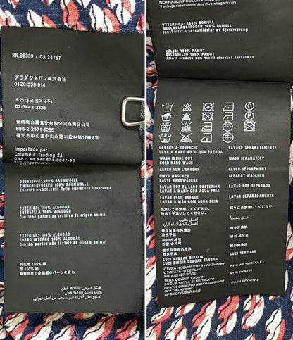 PRADA 長袖シャツ ネイビー リップ総柄 UCM608 15SS メンズ SIZE 40 プラダ