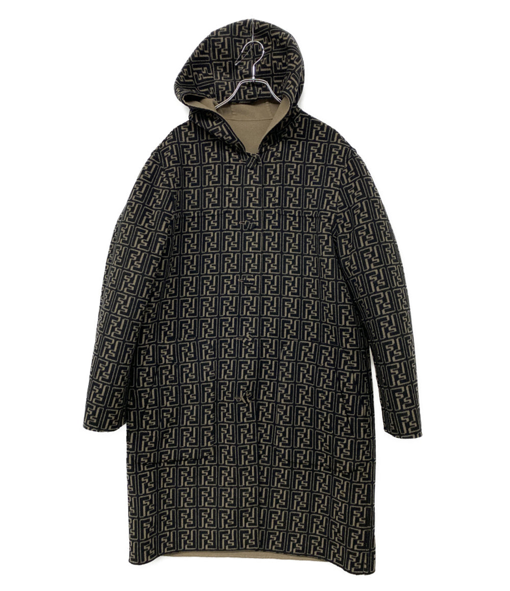 フェンディFENDI フーデットコート リバーシブル FENDI リバーシブルフーデットコート ウール ズッカ メンズ SIZE 50